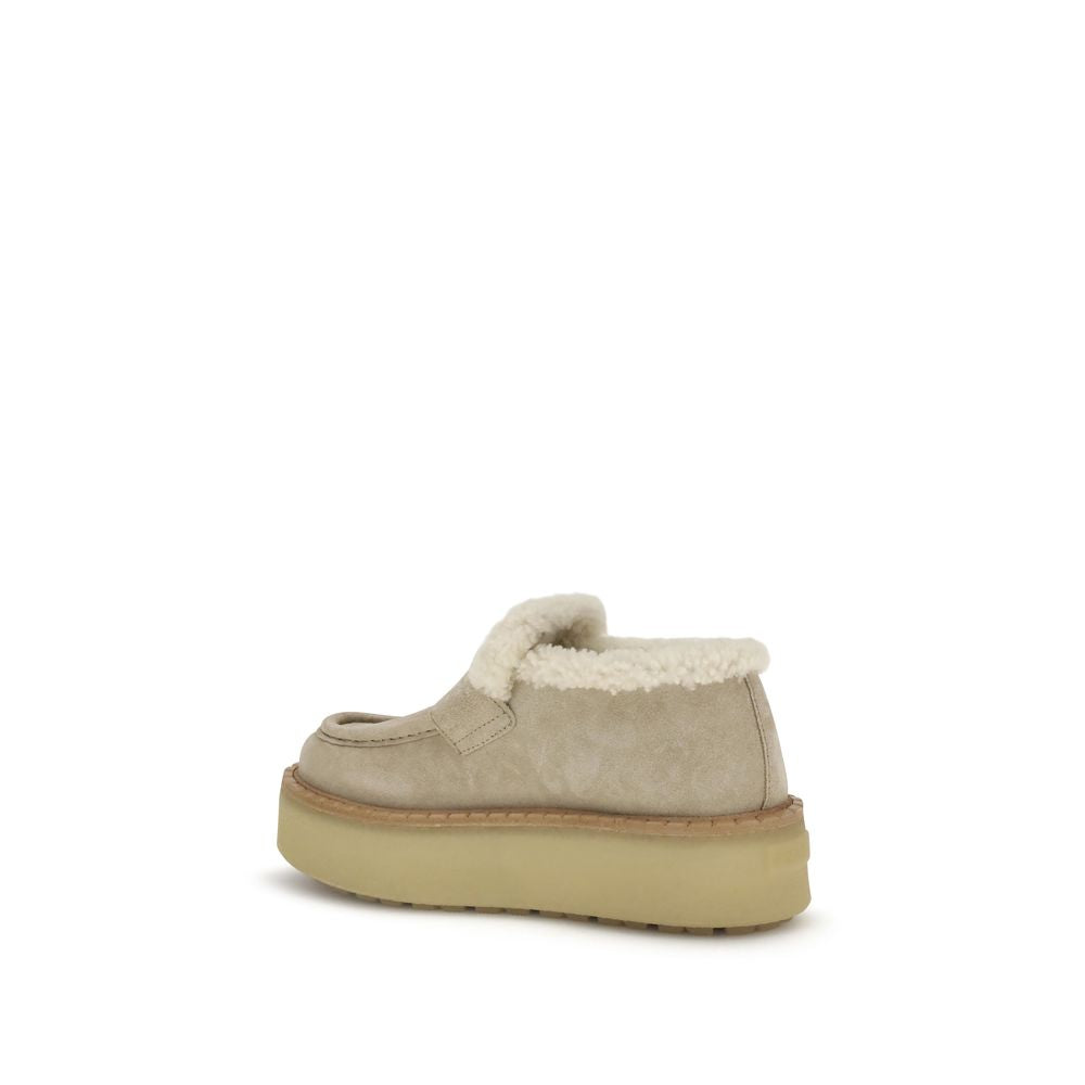 Prada Beige Calf Leather Bos Taurus Platform Loafers
