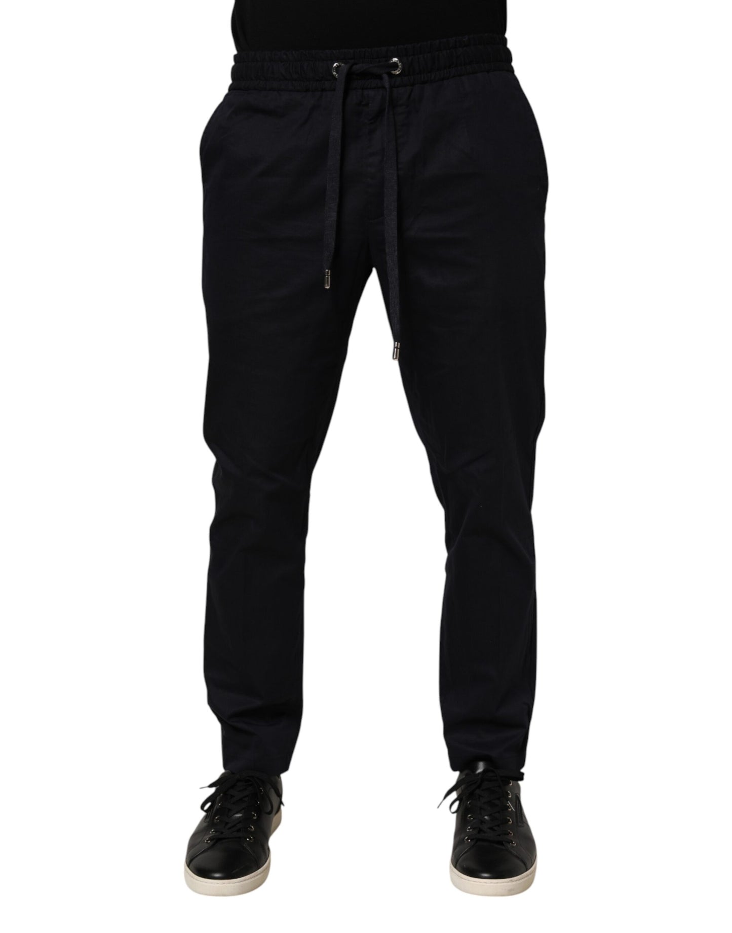 Dolce & Gabbana Black Mid Waist Drawstring Men Jogger Pants