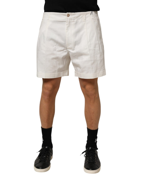 Dolce & Gabbana White Cotton Mid Waist Men Bermuda Shorts