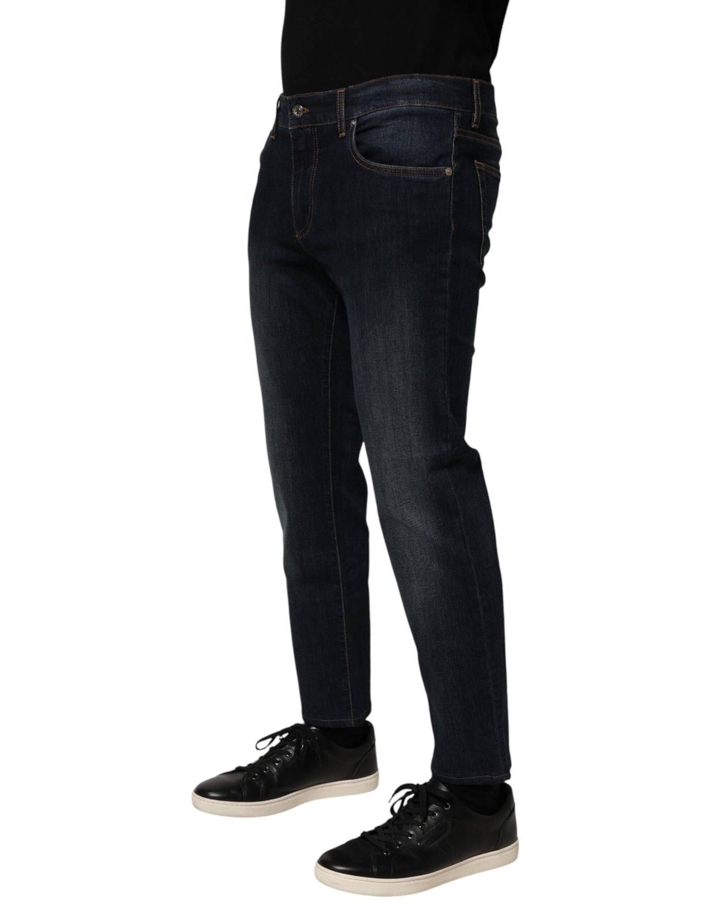 Dolce & Gabbana Dark Blue Cotton Skinny Men Denim Jeans