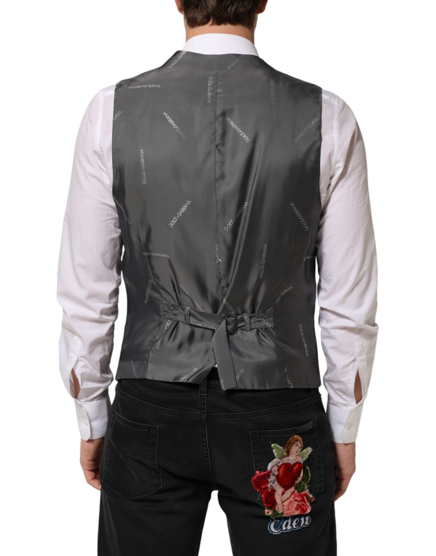 Dolce & Gabbana Black Cotton Waistcoat Dress Men Formal Vest