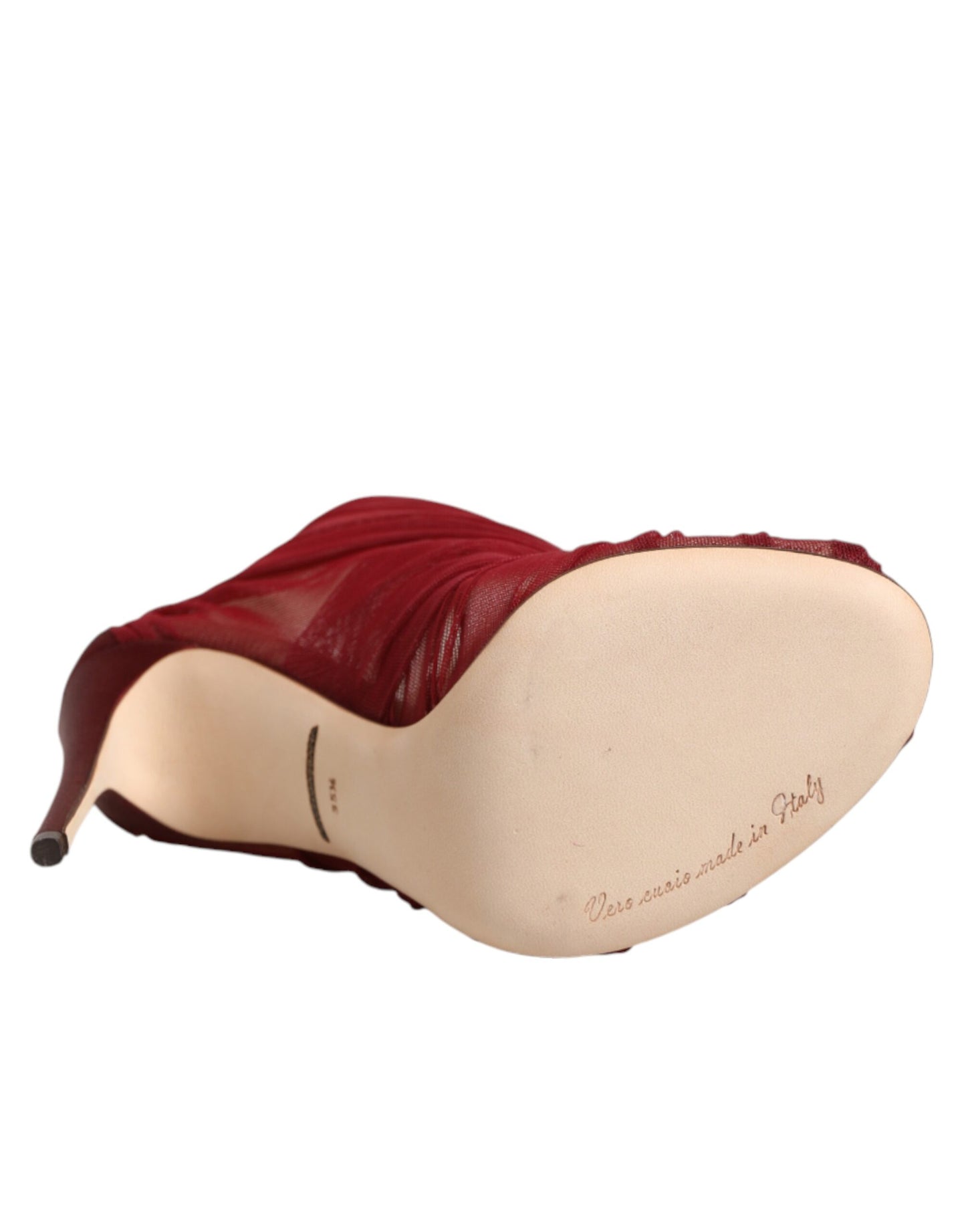 Dolce & Gabbana Red Tulle Ankle Boots Stiletto Heels Shoes