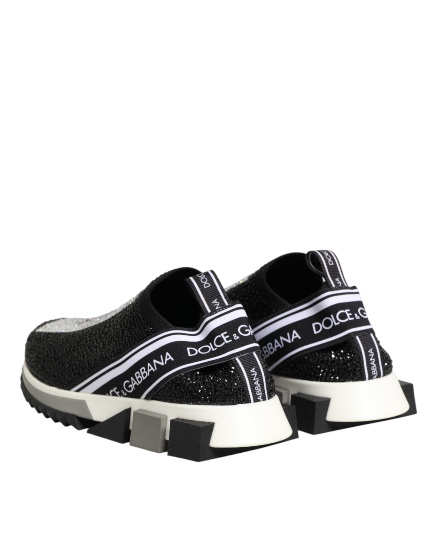 Dolce & Gabbana Black Silver Slip On Sorrento Sneakers Shoes