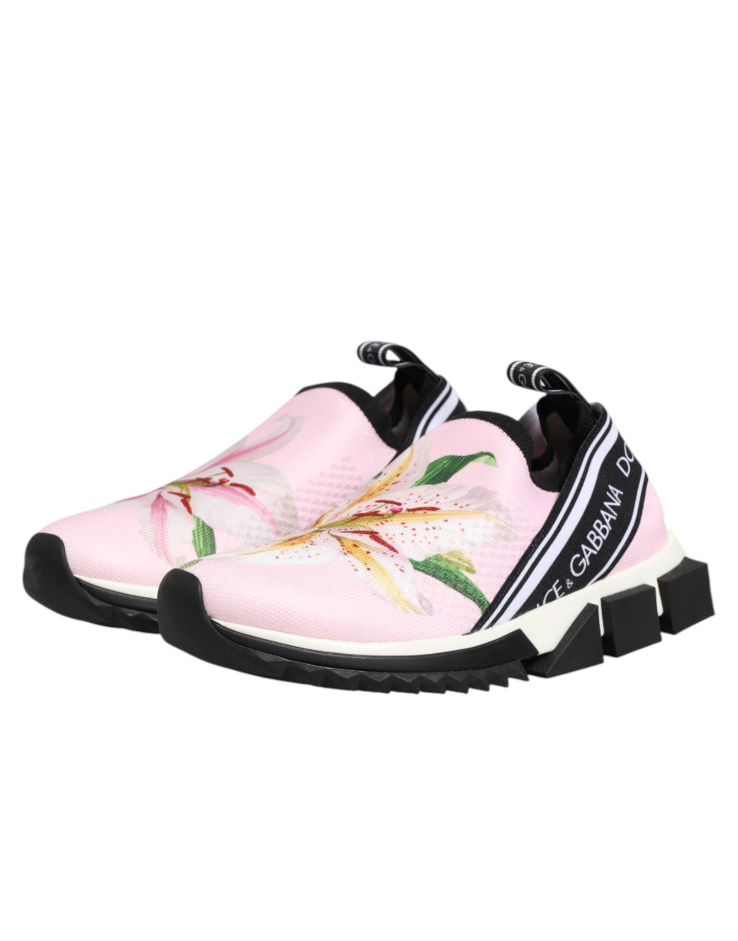 Dolce & Gabbana Pink Floral Sorrento Low Top Sneakers Shoes