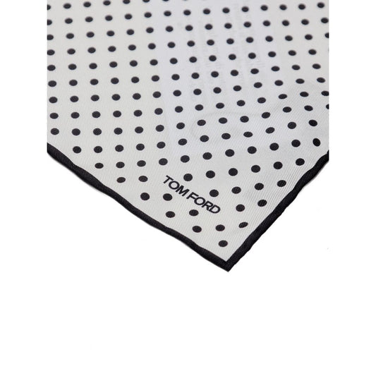 Tom Ford Black And White Silk Pocket Square