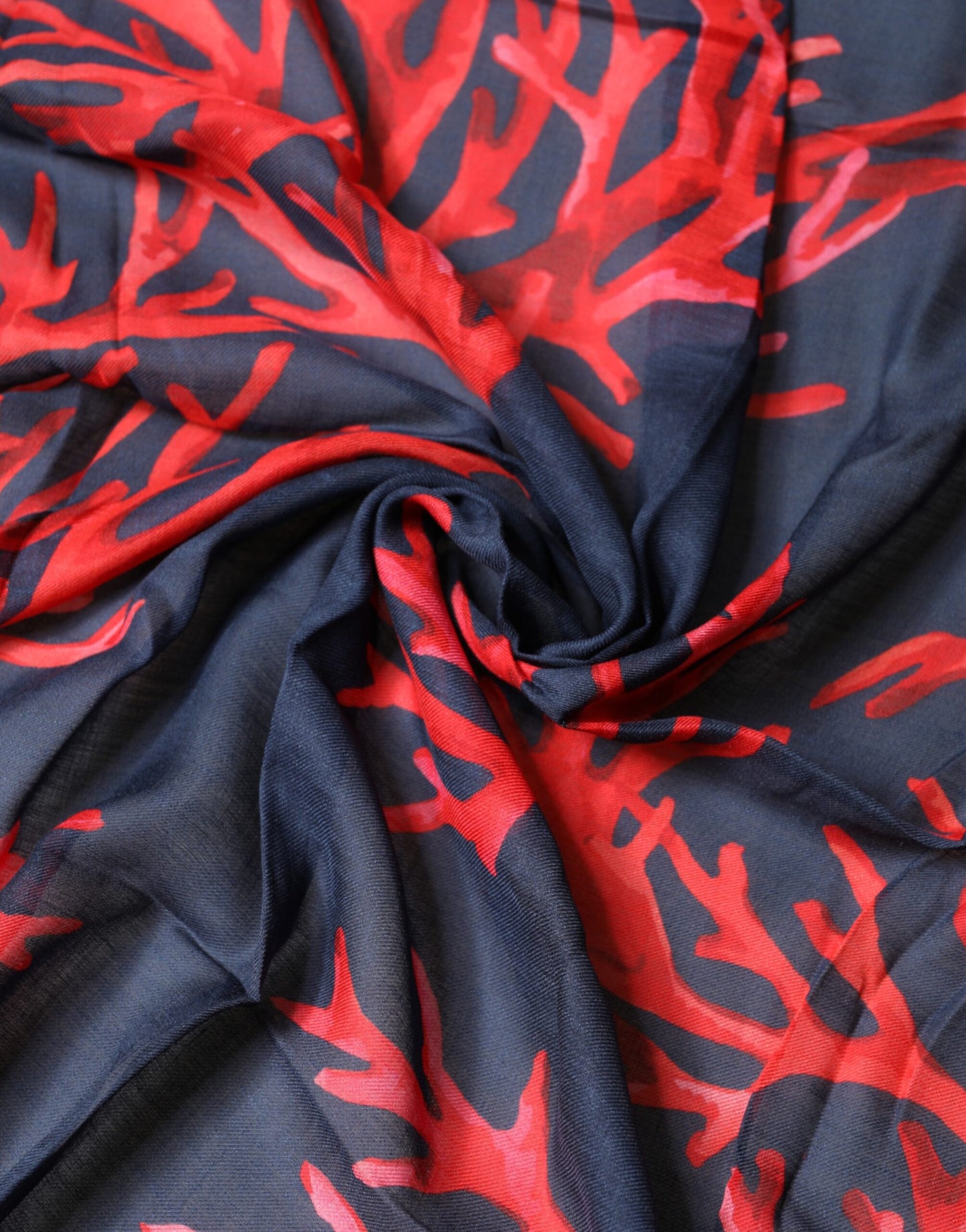 Dolce & Gabbana Blue Red Coral Print Square Foulard Men Scarf