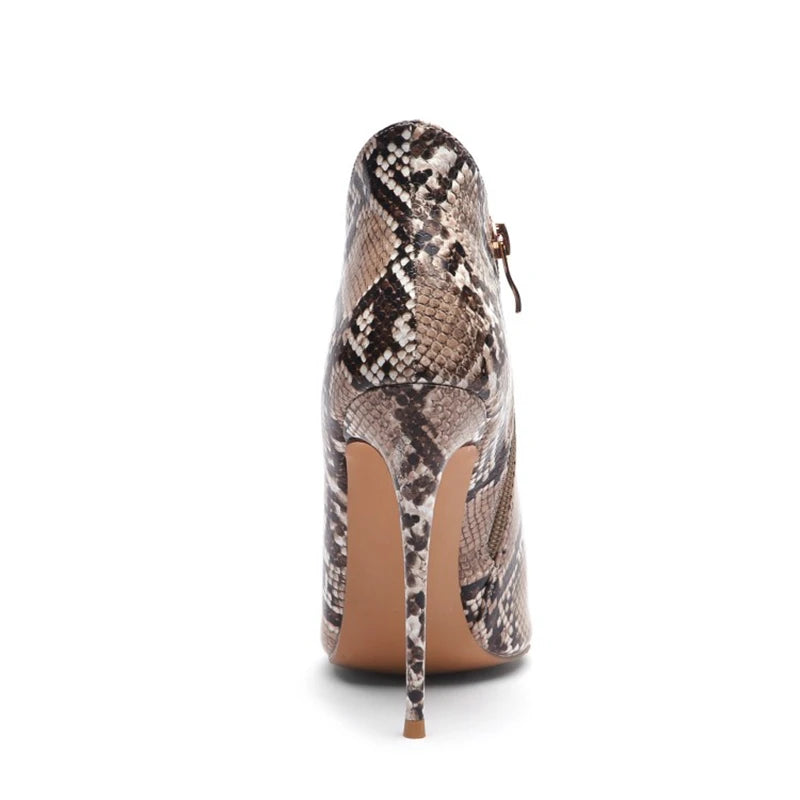 SIMLOVEYO Snakeprint PU Ankle Boots