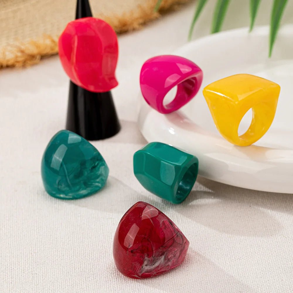 Acrylic Ring Set for Women and Girls – Elegant Fashion Jewelry Accessories, Holiday Party Gift (OL CR001) - SMARTMARTNZ