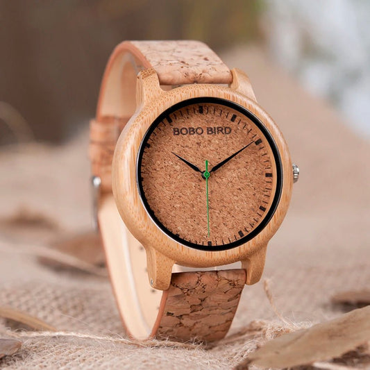 BOBO BIRD Handmade Wooden Couple Watches – Eco - Friendly Bamboo Timepieces with Cork Strap & Gift Box – Custom Logo Available - SMARTMARTNZ