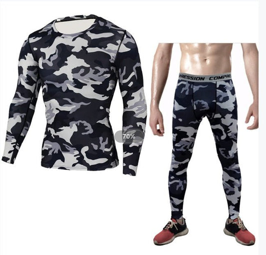 Camouflage Compression Baselayer Set Sports Compression Set Long Sleeve T-Shirt Tights Exercise Clothes Workout Bodysuit Fitness Suits For Men - SMARTMARTNZ