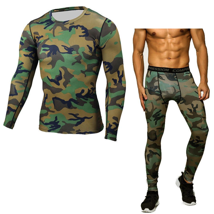 Camouflage Compression Baselayer Set Sports Compression Set Long Sleeve T-Shirt Tights Exercise Clothes Workout Bodysuit Fitness Suits For Men - SMARTMARTNZ