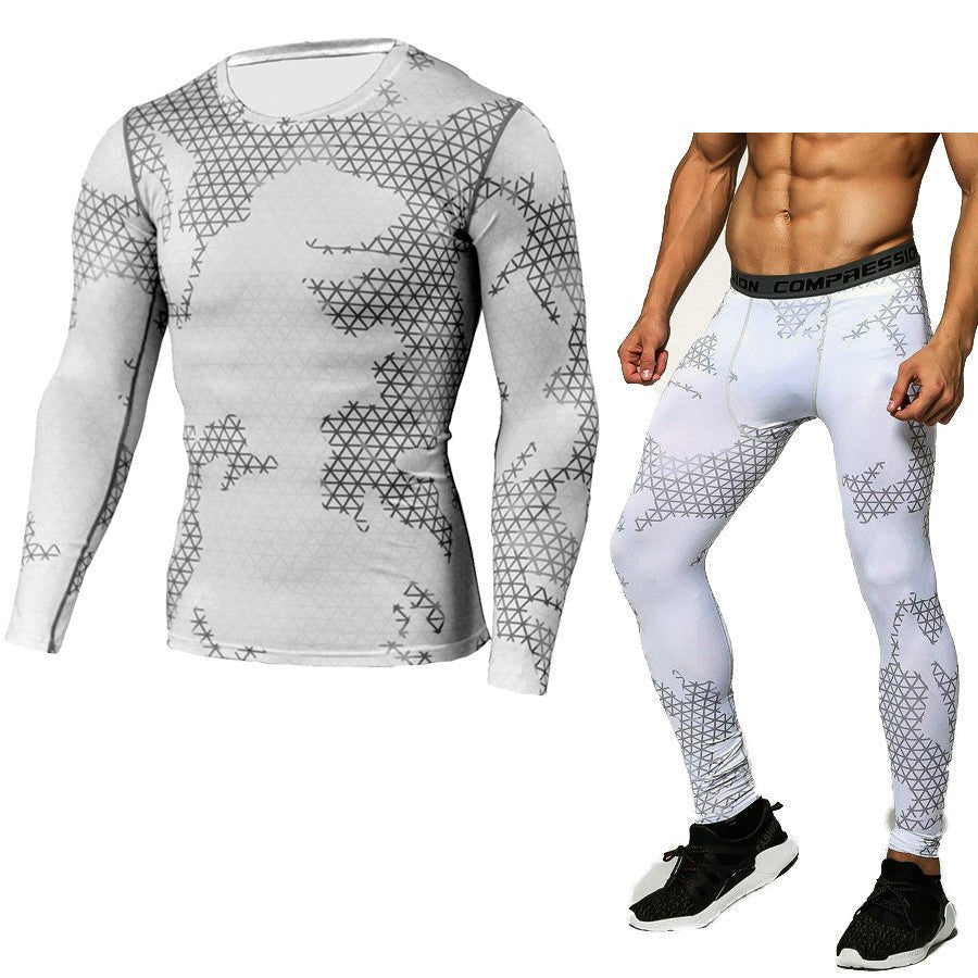 Camouflage Compression Baselayer Set Sports Compression Set Long Sleeve T-Shirt Tights Exercise Clothes Workout Bodysuit Fitness Suits For Men - SMARTMARTNZ