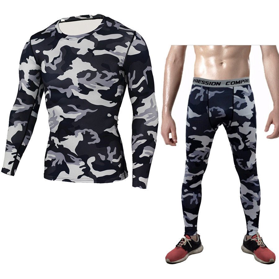 Camouflage Compression Baselayer Set Sports Compression Set Long Sleeve T-Shirt Tights Exercise Clothes Workout Bodysuit Fitness Suits For Men - SMARTMARTNZ