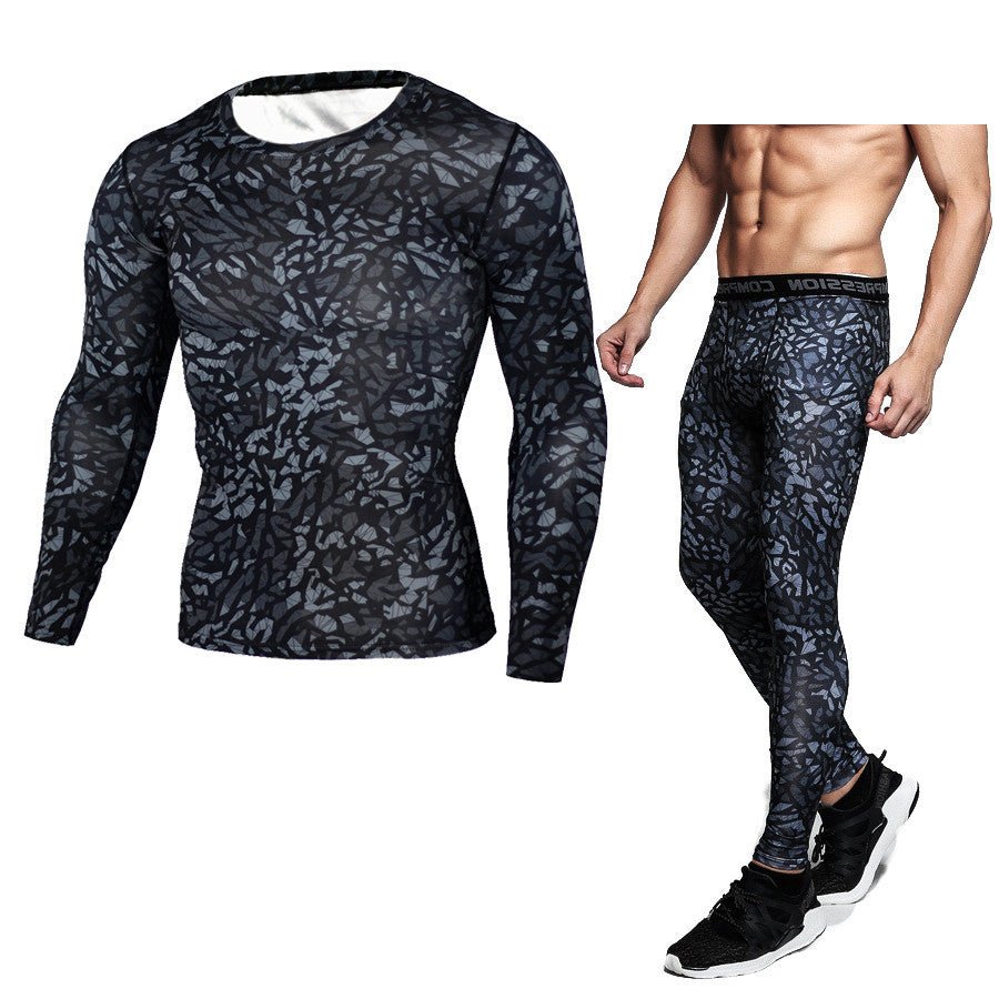 Camouflage Compression Baselayer Set Sports Compression Set Long Sleeve T-Shirt Tights Exercise Clothes Workout Bodysuit Fitness Suits For Men - SMARTMARTNZ