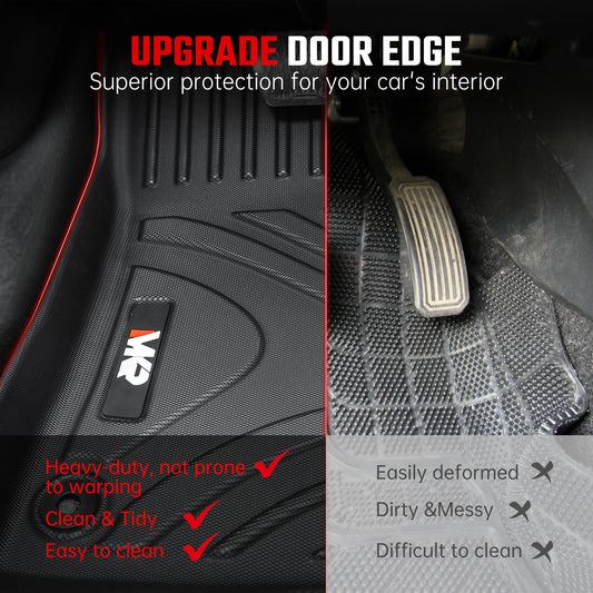 Car Floor Mats For J EEP Wrangler JL 2018 4 Doors Model, Waterproof And Stain-resistant TPE,Black 3 PCS. - Not Fit For Jeep Wrangler JK Or 4XE