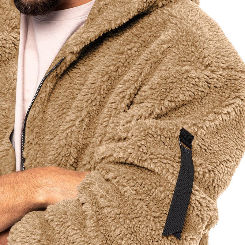 Cozy Men’s Plush Hooded Jacket – Double - Sided Fleece for Autumn/Winter - SMARTMARTNZ