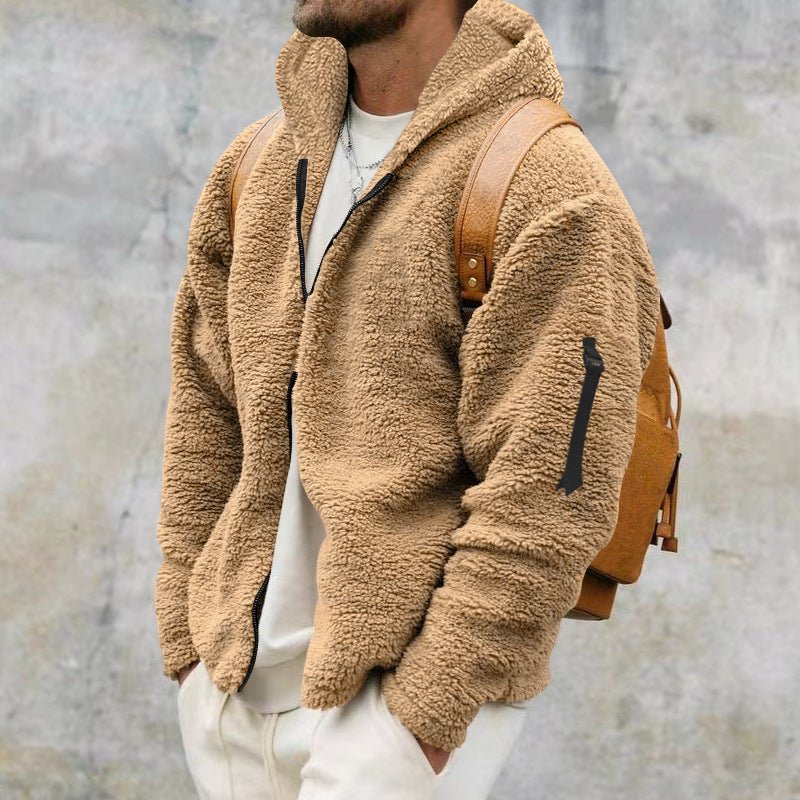 Cozy Men’s Plush Hooded Jacket – Double - Sided Fleece for Autumn/Winter - SMARTMARTNZ