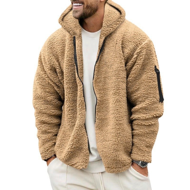 Cozy Men’s Plush Hooded Jacket – Double - Sided Fleece for Autumn/Winter - SMARTMARTNZ