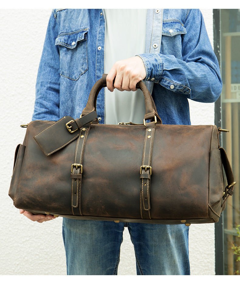 Crazy Horse Leather Travel Bag Large Capacity Storage - SMARTMARTNZ