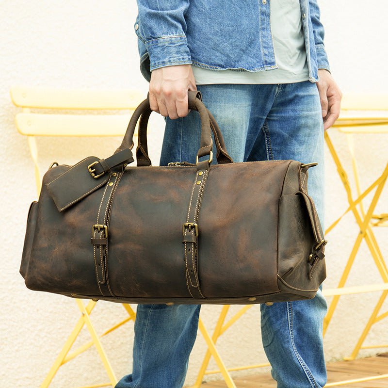 Crazy Horse Leather Travel Bag Large Capacity Storage - SMARTMARTNZ
