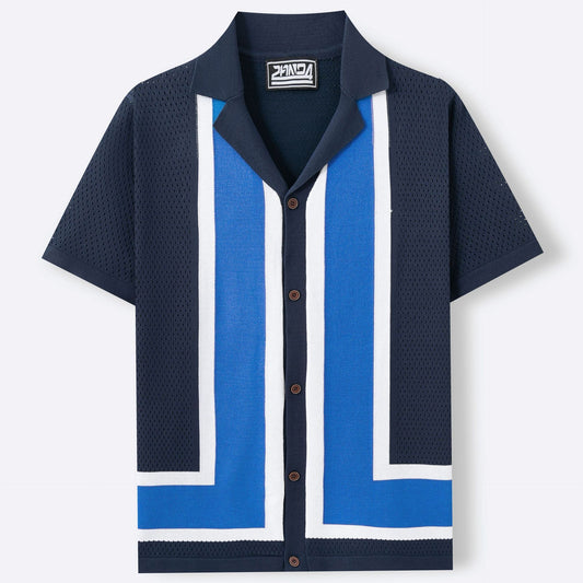 Men's Summer New Striped Contrast Color Knitwear Top