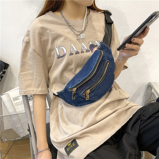Denim Crossbody Chest Bag – Street Style Inspired - SMARTMARTNZ