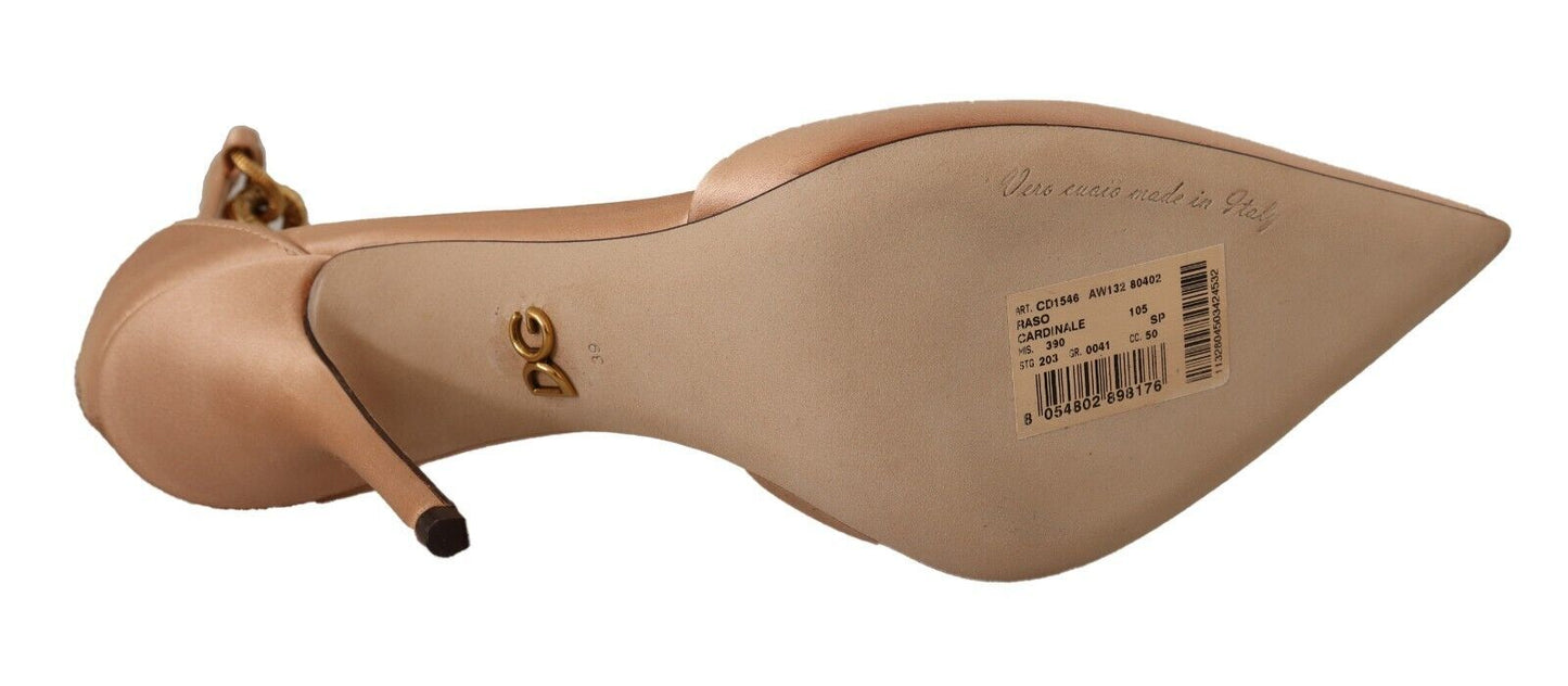 Dolce & Gabbana Beige Ankle Chain Strap High Heels Pumps Shoes - SMARTMARTNZ