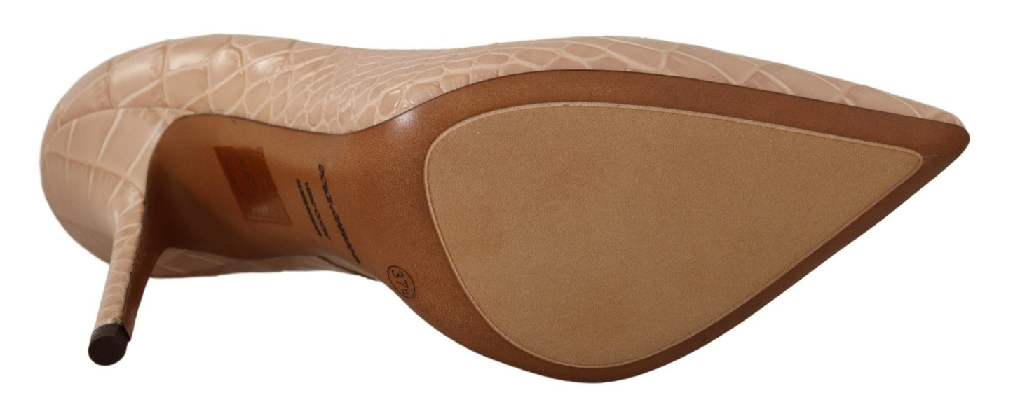 Dolce & Gabbana Beige Leather Bellucci Heels Pumps Shoes - SMARTMARTNZ