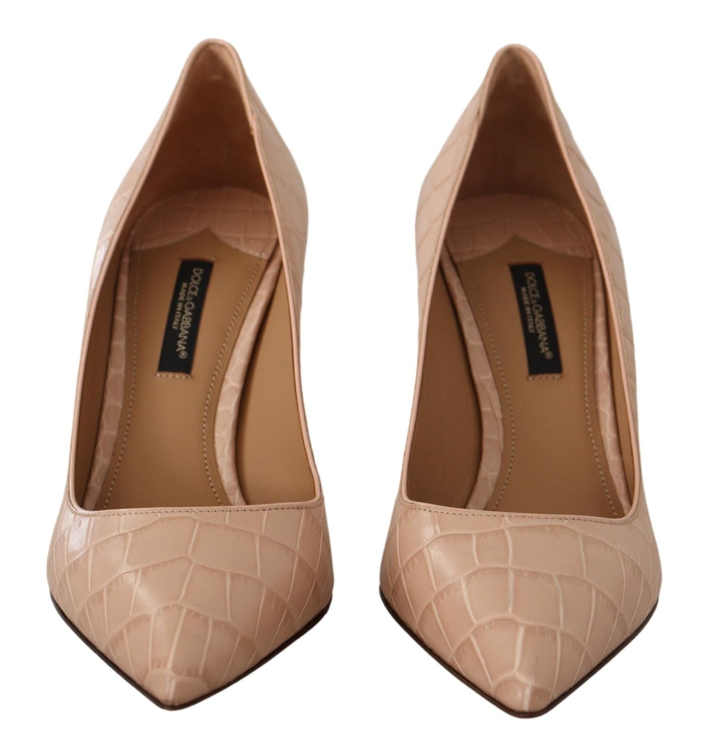 Dolce & Gabbana Beige Nude Leather BELLUCCI Heels Pumps Shoes - SMARTMARTNZ