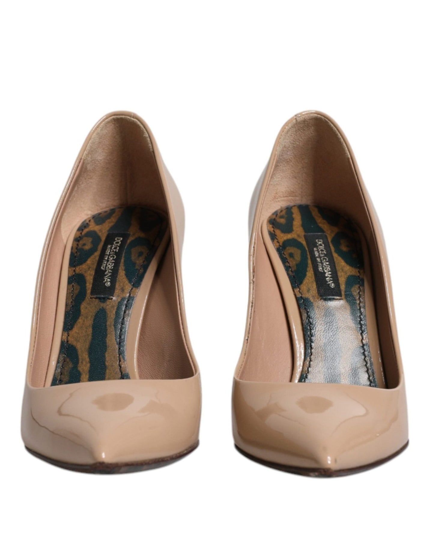 Dolce & Gabbana Beige Patent Leather Stiletto Heel Pumps Shoes - SMARTMARTNZ
