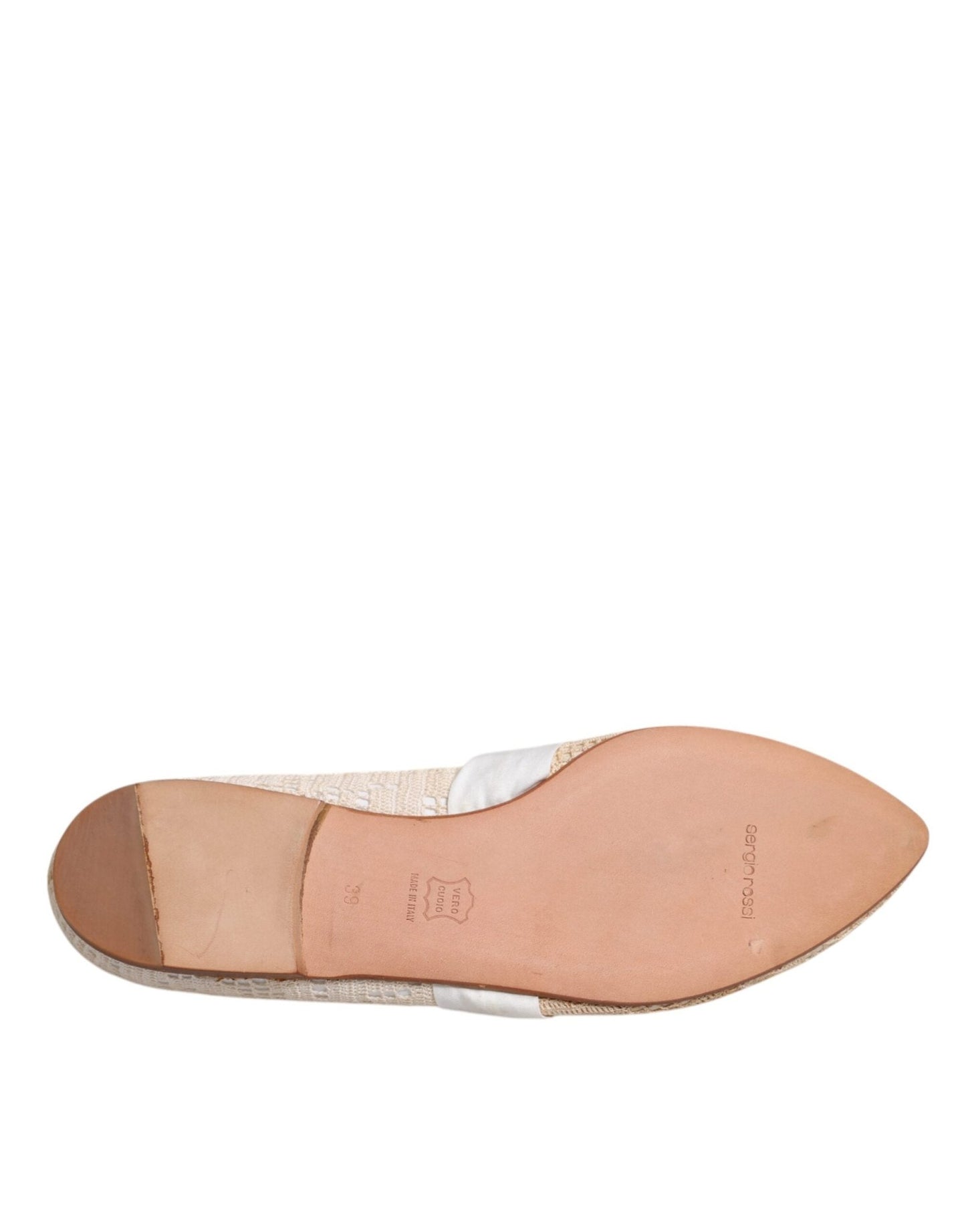 Dolce & Gabbana Beige Ribbon Fabric Ballerina Flats Shoes - SMARTMARTNZ