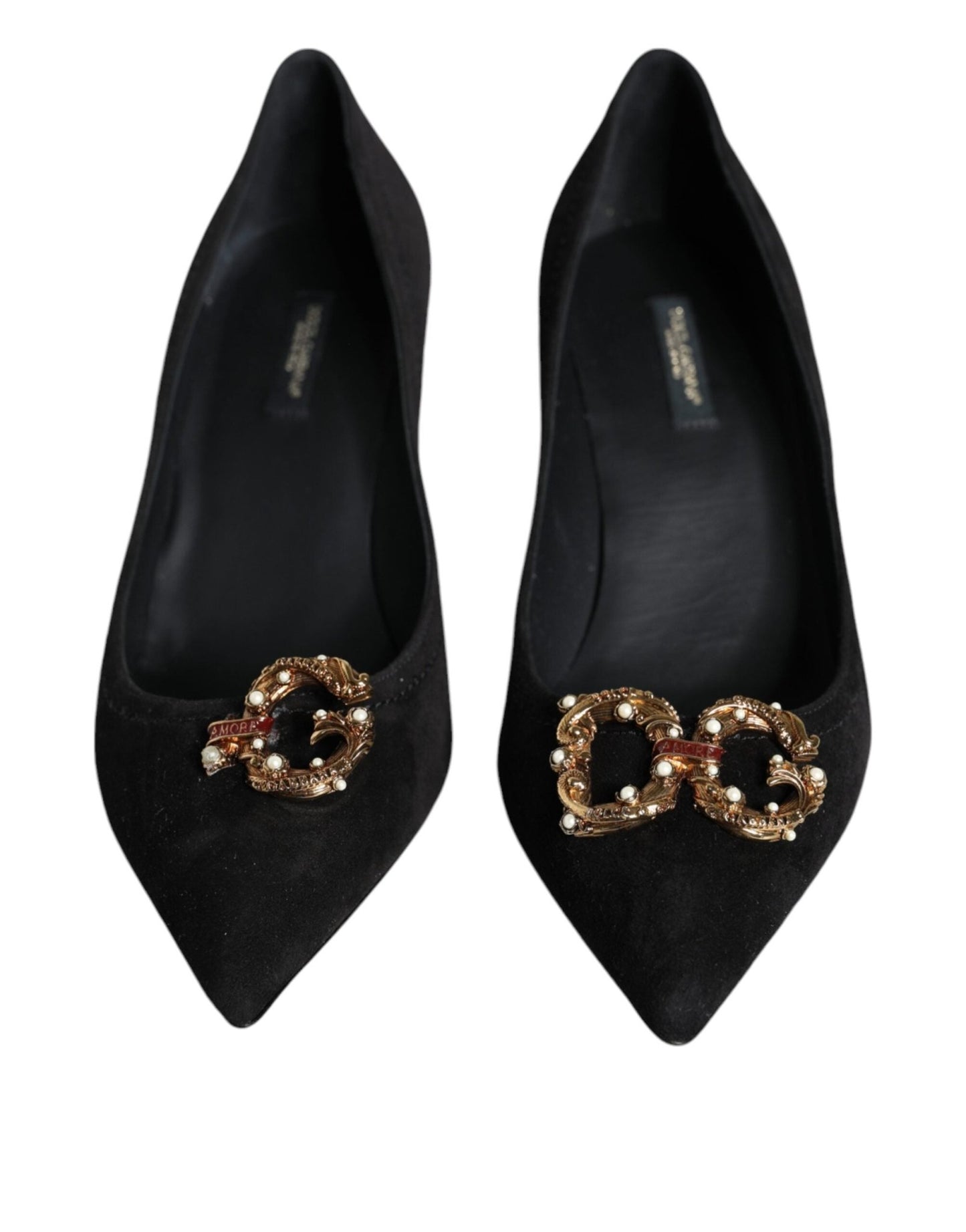 Dolce & Gabbana Black Amore Suede Bellucci Heels Pumps Shoes - SMARTMARTNZ