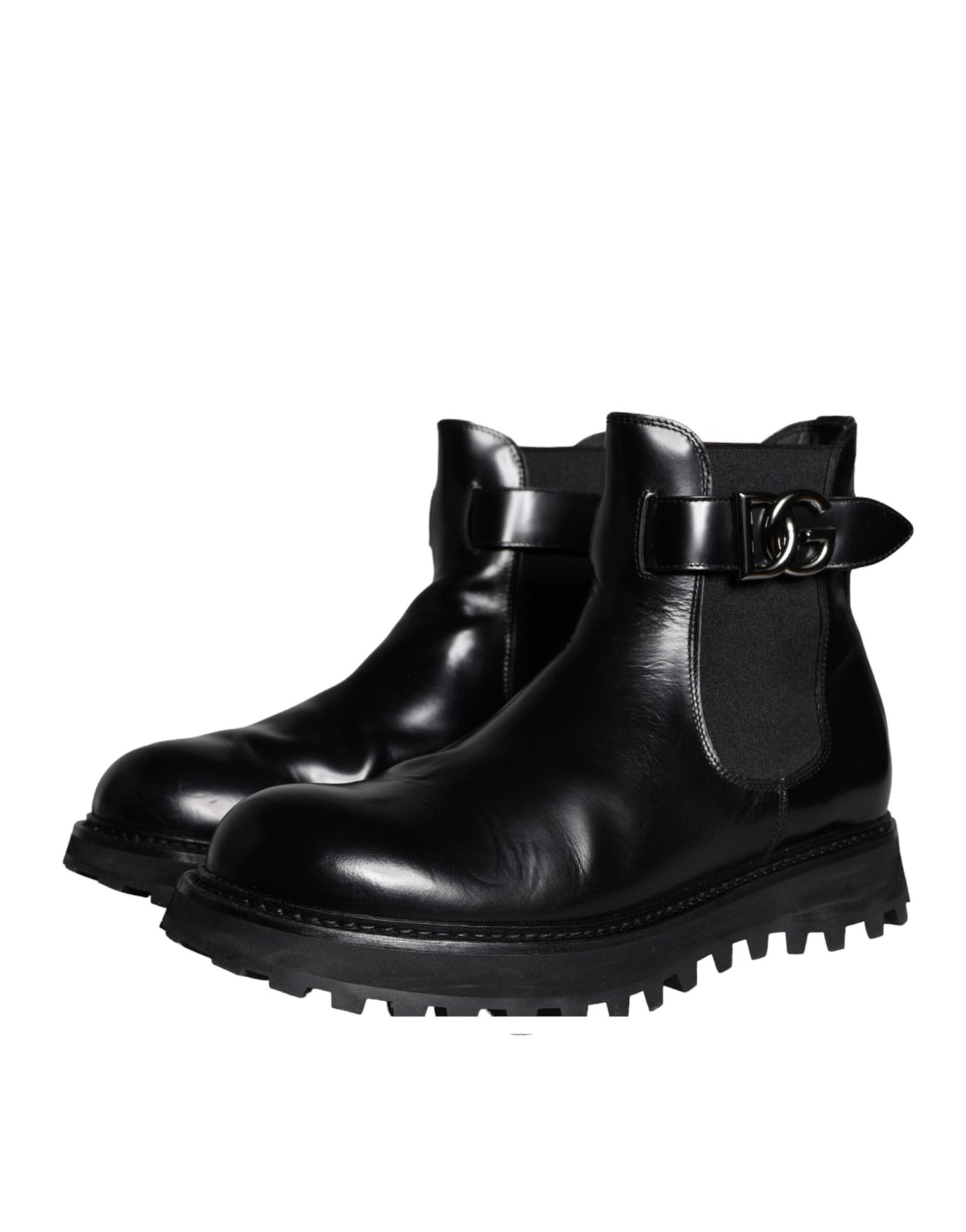 Dolce & Gabbana Black Belted DG Logo Men Chelsea Boots Shoes - SMARTMARTNZ