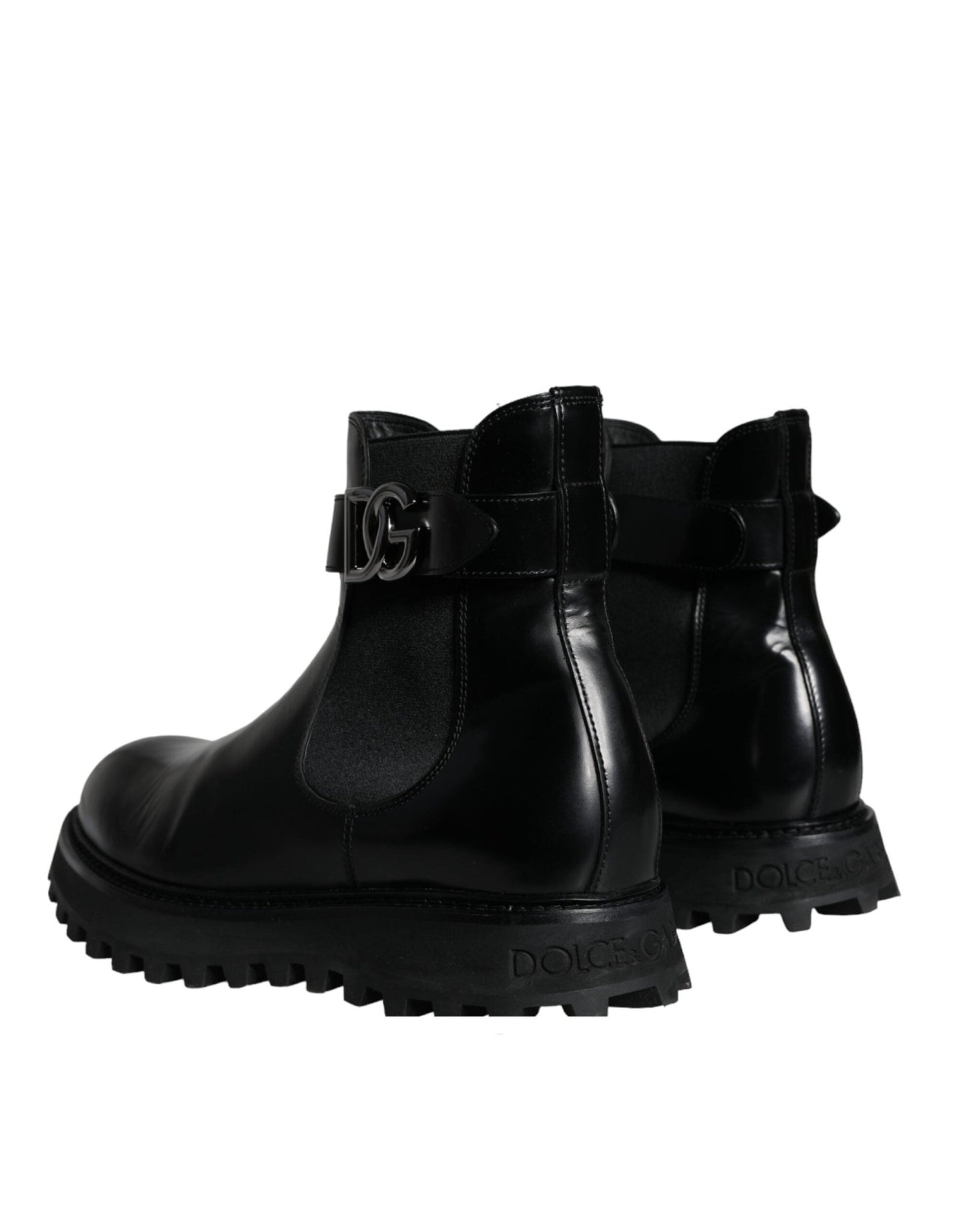Dolce & Gabbana Black Belted DG Logo Men Chelsea Boots Shoes - SMARTMARTNZ