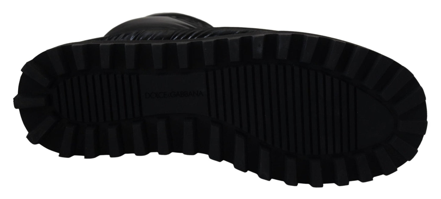 Dolce & Gabbana Black Boots Padded Mid Calf Winter Shoes - SMARTMARTNZ