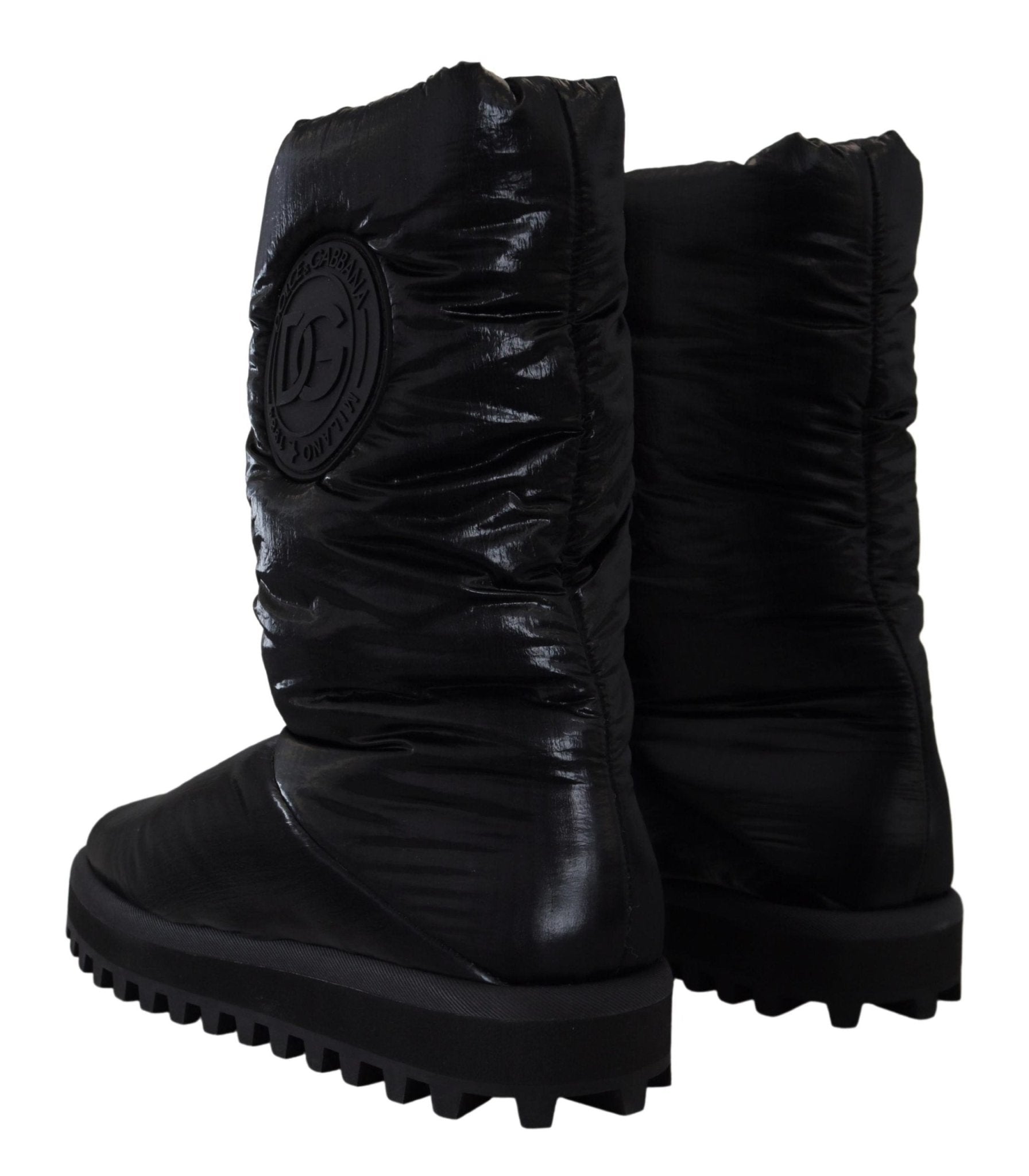 Dolce & Gabbana Black Boots Padded Mid Calf Winter Shoes - SMARTMARTNZ