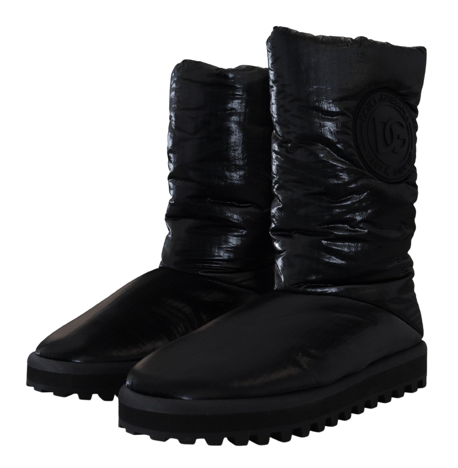 Dolce & Gabbana Black Boots Padded Mid Calf Winter Shoes - SMARTMARTNZ