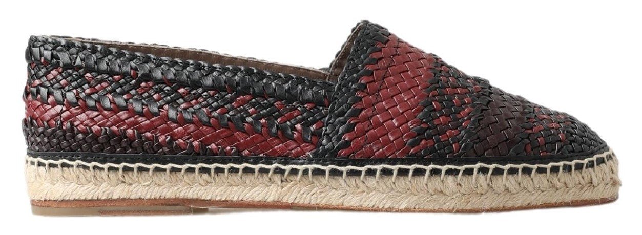 Dolce & Gabbana Black Bordeaux Buffalo Leather Espadrille Shoes - SMARTMARTNZ