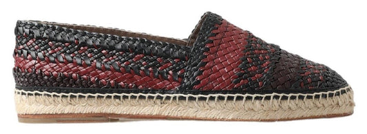Dolce & Gabbana Black Bordeaux Buffalo Leather Espadrille Shoes - SMARTMARTNZ