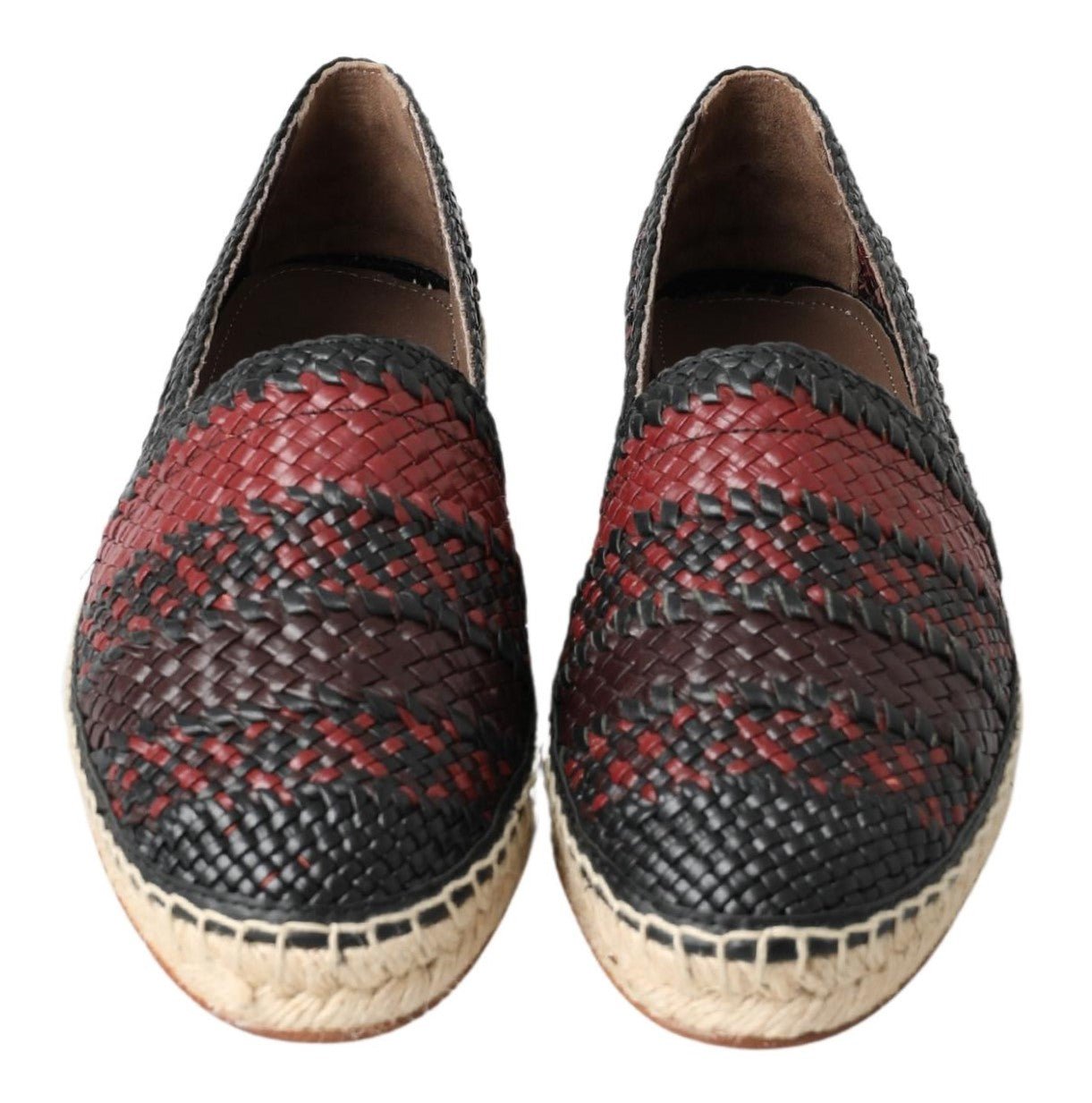 Dolce & Gabbana Black Bordeaux Buffalo Leather Espadrille Shoes - SMARTMARTNZ
