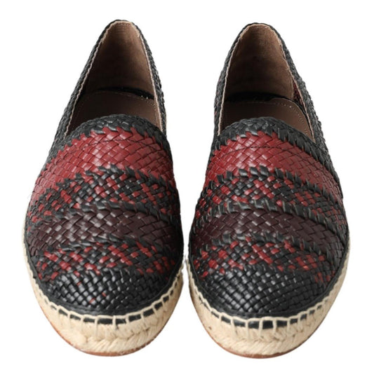 Dolce & Gabbana Black Bordeaux Buffalo Leather Espadrille Shoes - SMARTMARTNZ