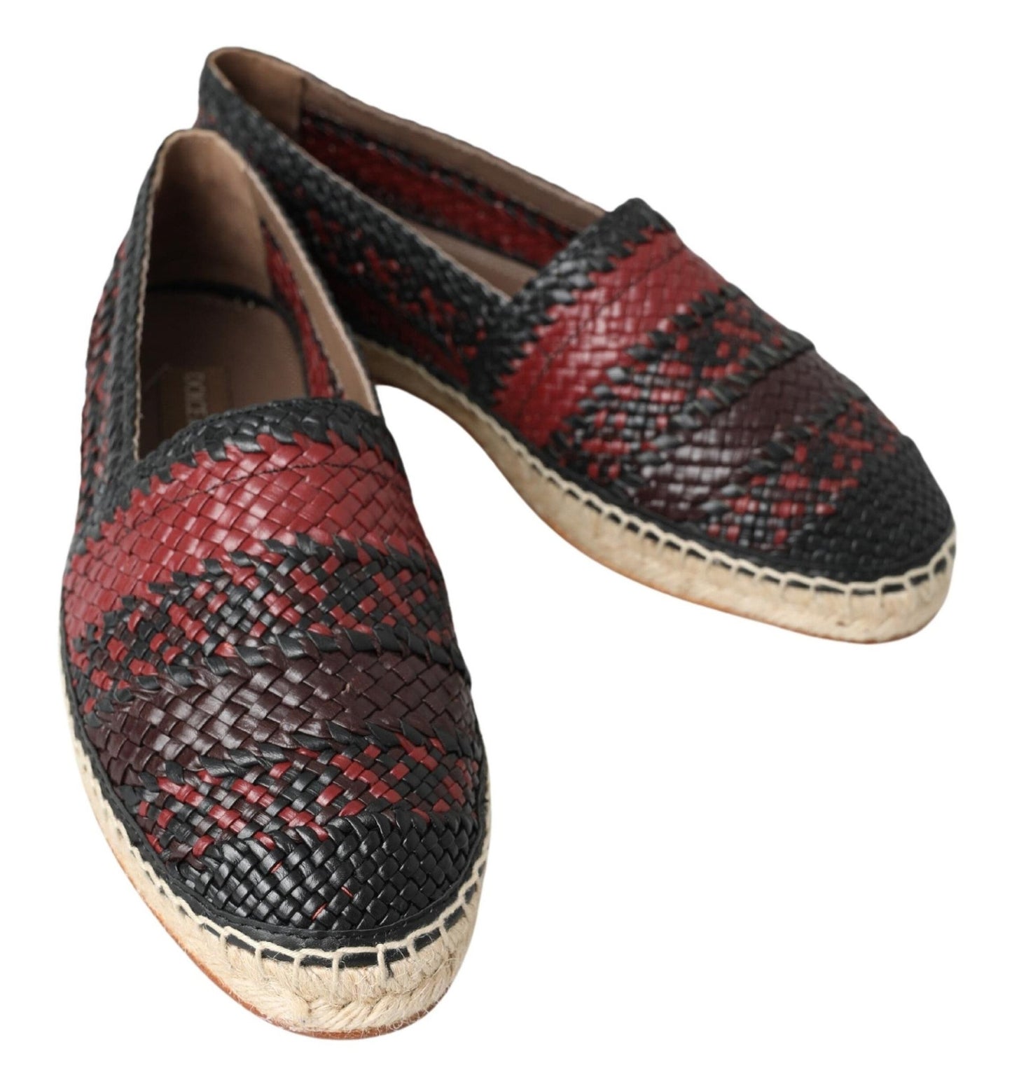 Dolce & Gabbana Black Bordeaux Buffalo Leather Espadrille Shoes - SMARTMARTNZ