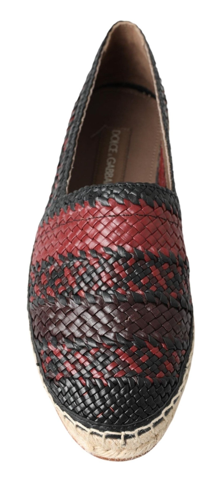 Dolce & Gabbana Black Bordeaux Buffalo Leather Espadrille Shoes - SMARTMARTNZ
