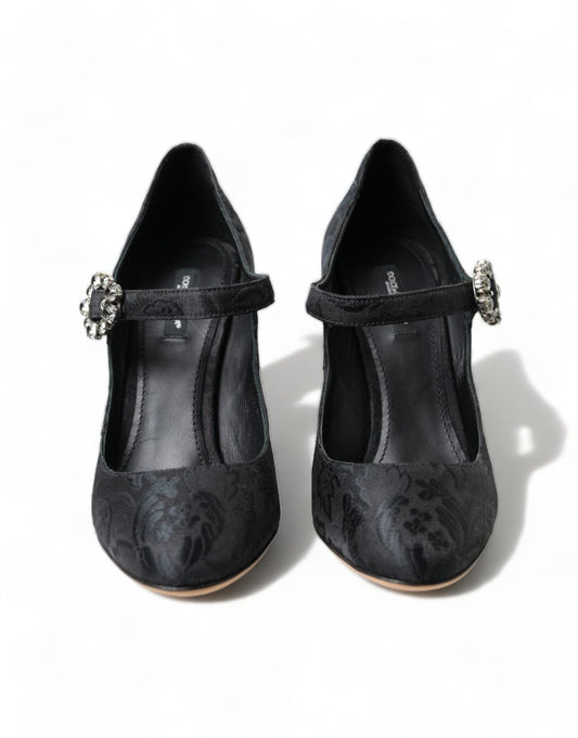 Dolce & Gabbana Black Brocade Mary Janes Heels Pumps Shoes - SMARTMARTNZ