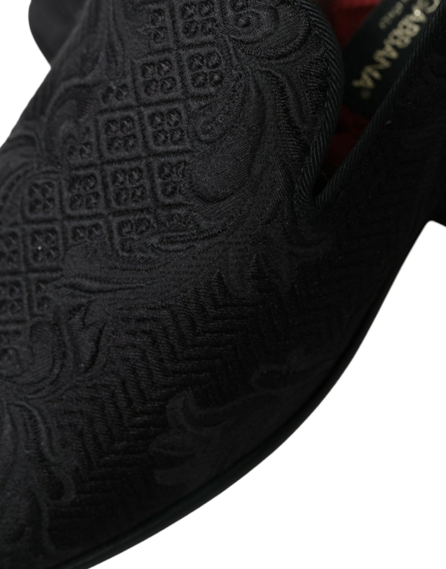 Dolce & Gabbana Black Brocade Men Slip On Loafer Dress Shoes - SMARTMARTNZ