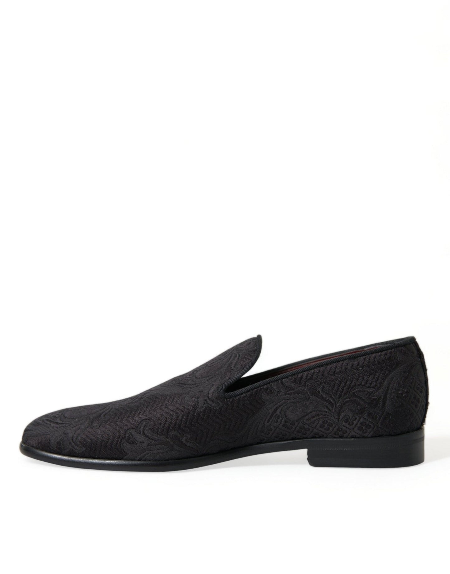 Dolce & Gabbana Black Brocade Men Slip On Loafer Dress Shoes - SMARTMARTNZ