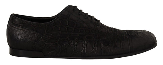 Dolce & Gabbana Black Caiman Leather Mens Oxford Shoes - SMARTMARTNZ