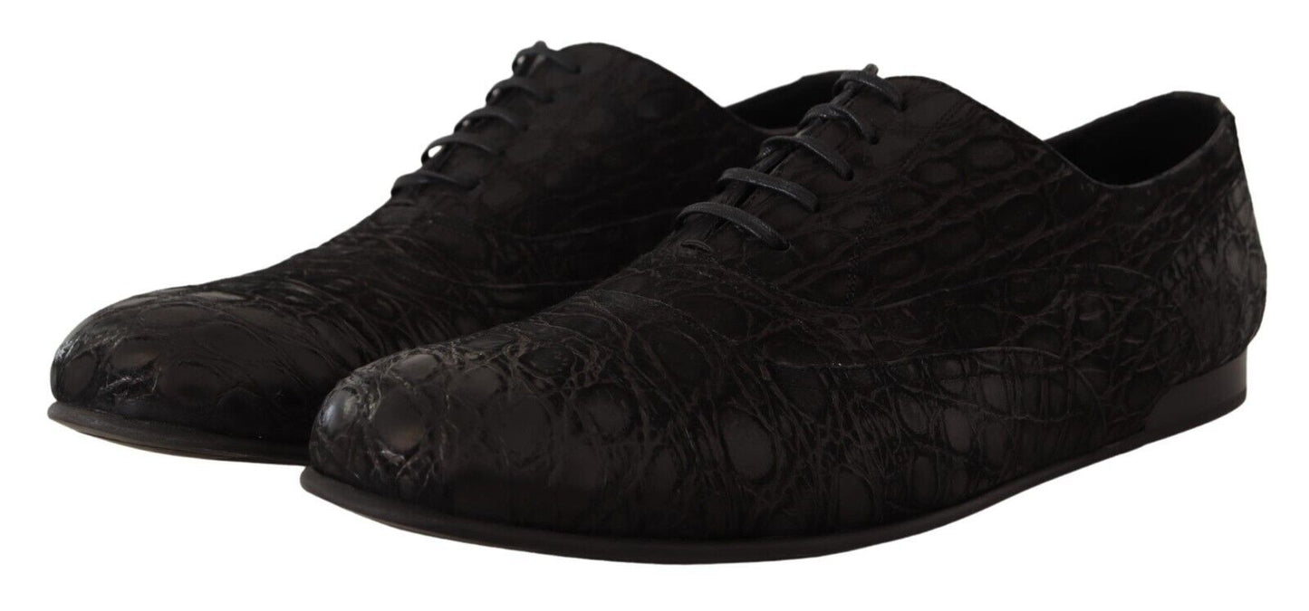 Dolce & Gabbana Black Caiman Leather Mens Oxford Shoes - SMARTMARTNZ
