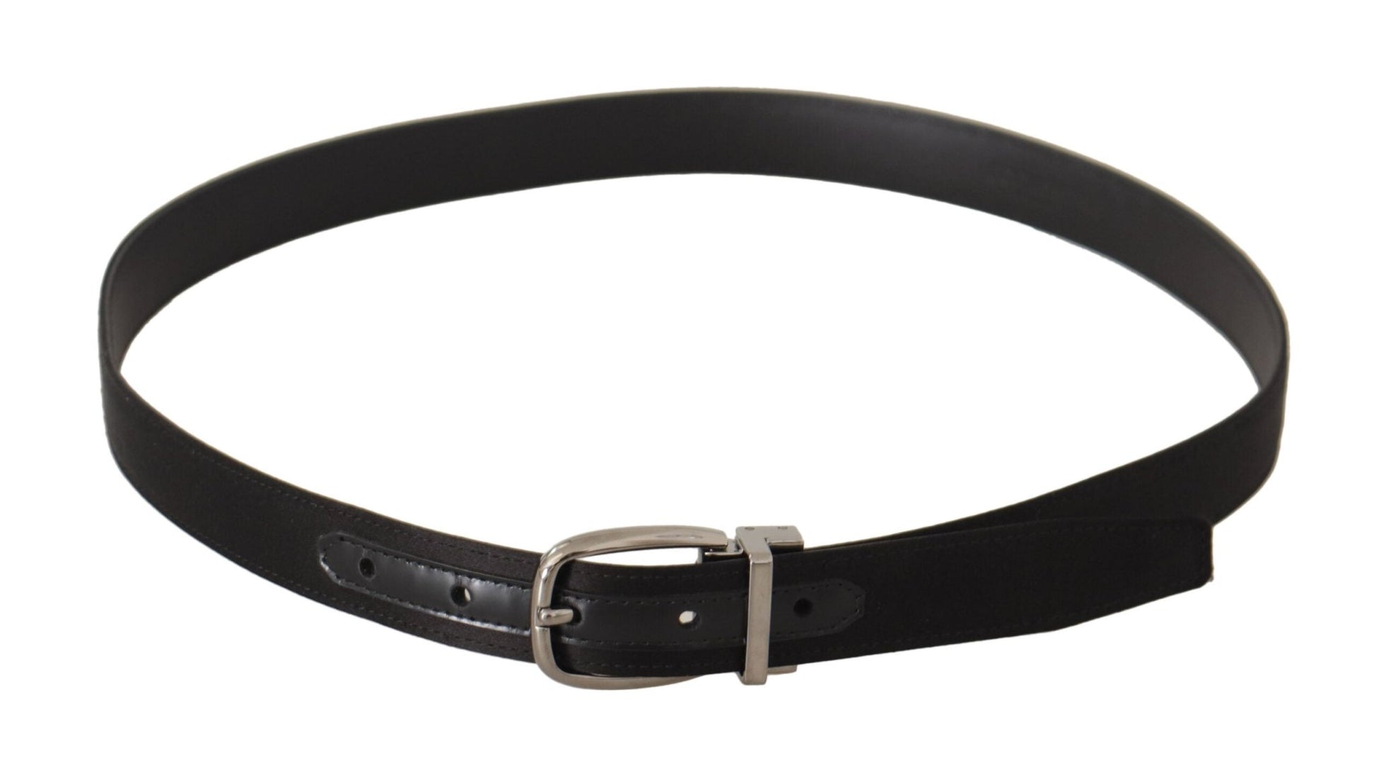Dolce & Gabbana Black Calf Leather Silver Logo Metal Buckle Belt - SMARTMARTNZ