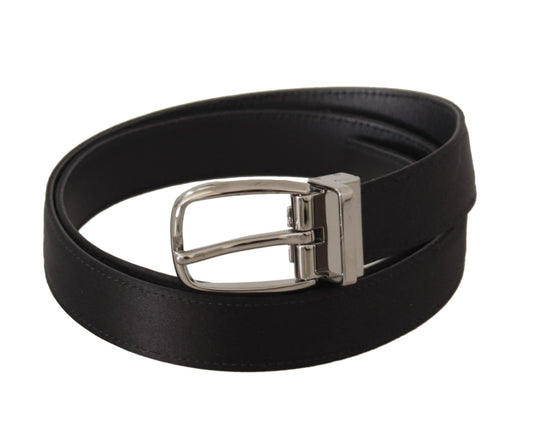 Dolce & Gabbana Black Calf Leather Silver Logo Metal Buckle Belt - SMARTMARTNZ